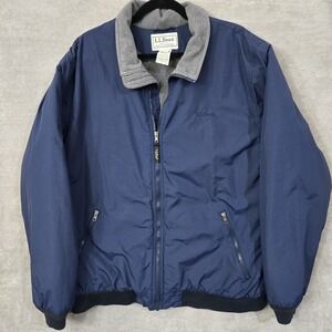 LL Bean Warm up Jacket Fleece Lined Mens Blue XL Tall Full Zip Bomber Outdoors